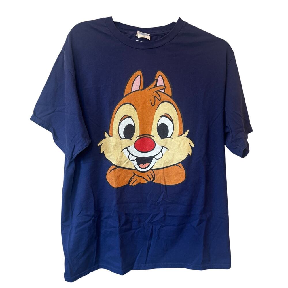 Disney Dale Graphic Tee Adult Chip 'N Dale Chipmunk Face T-Shirt Navy Blue